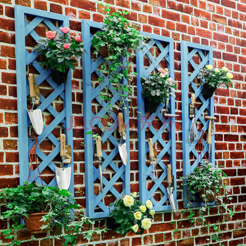 墙上花架 阳台花盆挂架墙壁防腐木花架墙上网格绿萝置物架外墙户外