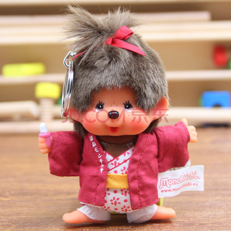 正版蒙奇奇挂件毛绒公仔车钥匙扣包包洋娃娃玩具 温泉女孩-约10cm