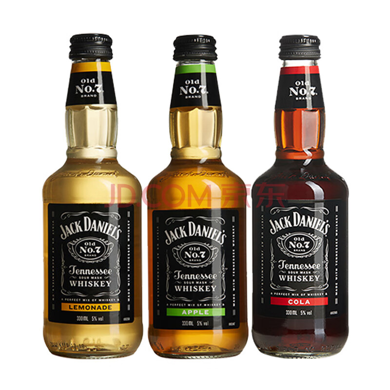 杰克丹尼威士忌预调鸡酒尾酒 苹果柠檬可乐味330ml 3瓶混合口味