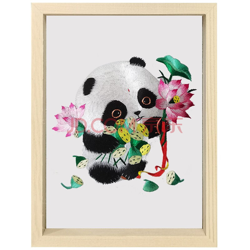 蜀绣手工刺绣双面绣雪娃娃熊猫摆件四川特色出国商务礼品送老外中国风