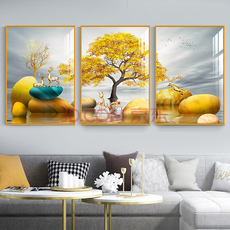 麦遇 现代简约客厅装饰画轻奢晶瓷免打孔福禄吉祥系列室内大气北欧