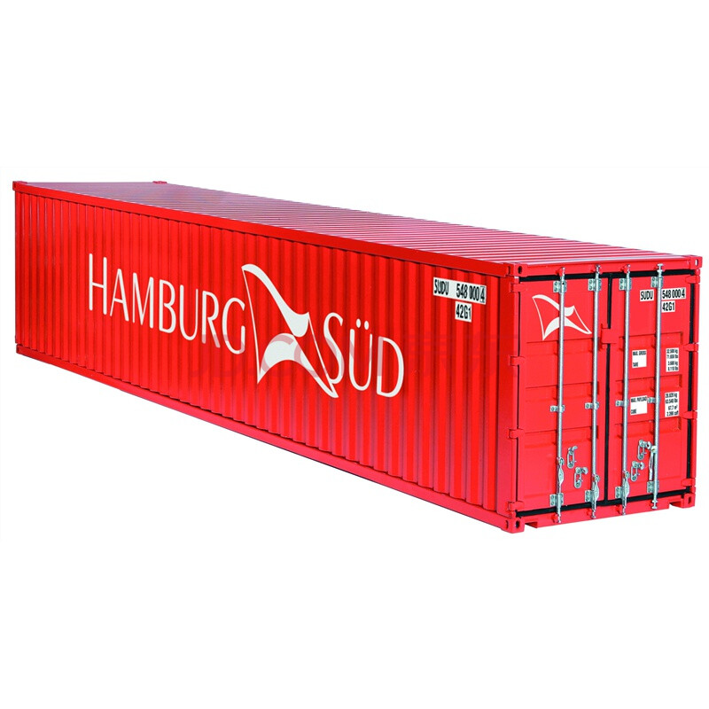 ming 涂装40尺货柜奔驰拖头拖架套车模 红色 hamburg sud
