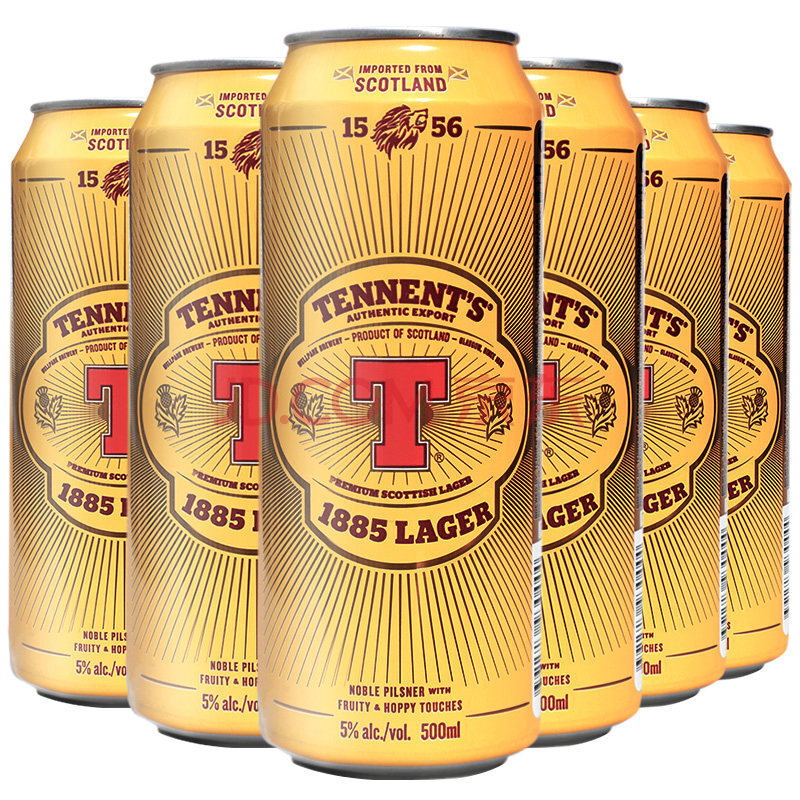 英国进口tennent's替牌拉格500ml 6罐替牌啤酒500ml