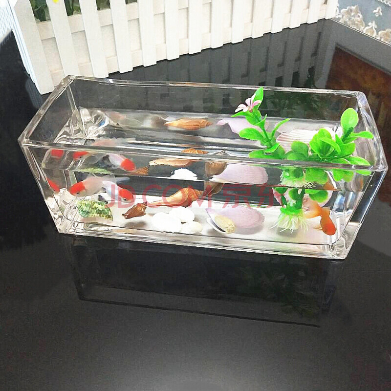 长方形玻璃鱼缸透明加厚方缸水培植物养金鱼缸小型桌面观赏小鱼缸 25