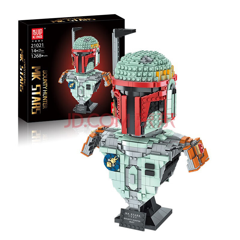 大战半身像头盔高难度拼装积木雕塑模型星际系列赏金猎人半身像21021
