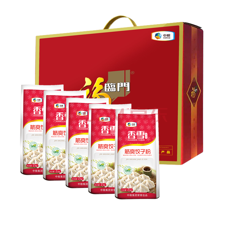中粮福临门面粉礼盒 节日福利慰问品礼品团购 中粮香雪筋爽饺子粉礼盒