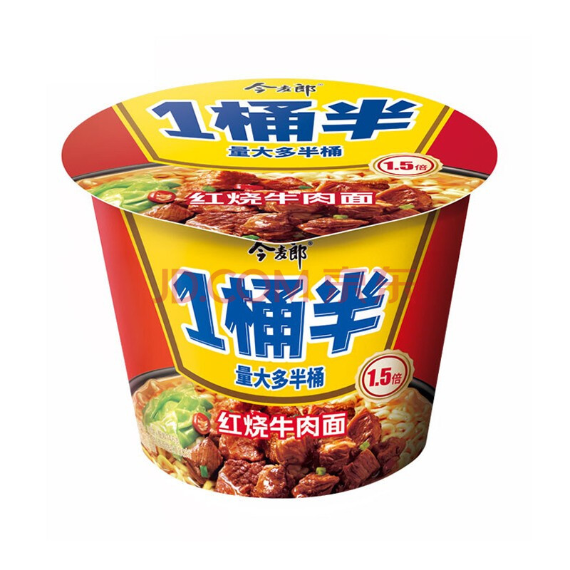 今麥郎一桶半方便麵整箱紅燒牛肉麵12大桶裝速食桶面 4桶(非原裝箱)