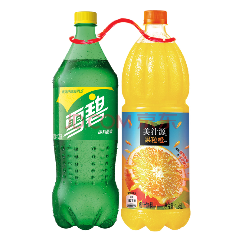 雪碧汽水 美汁源果粒橙 1l 1.25l