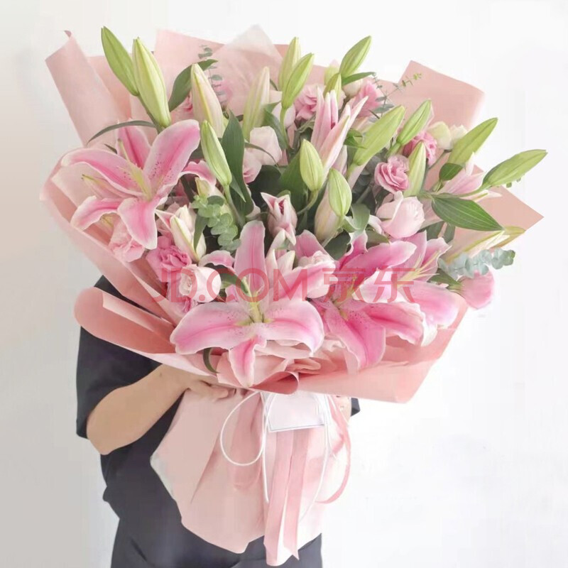 粉百合粉玫瑰混搭花束