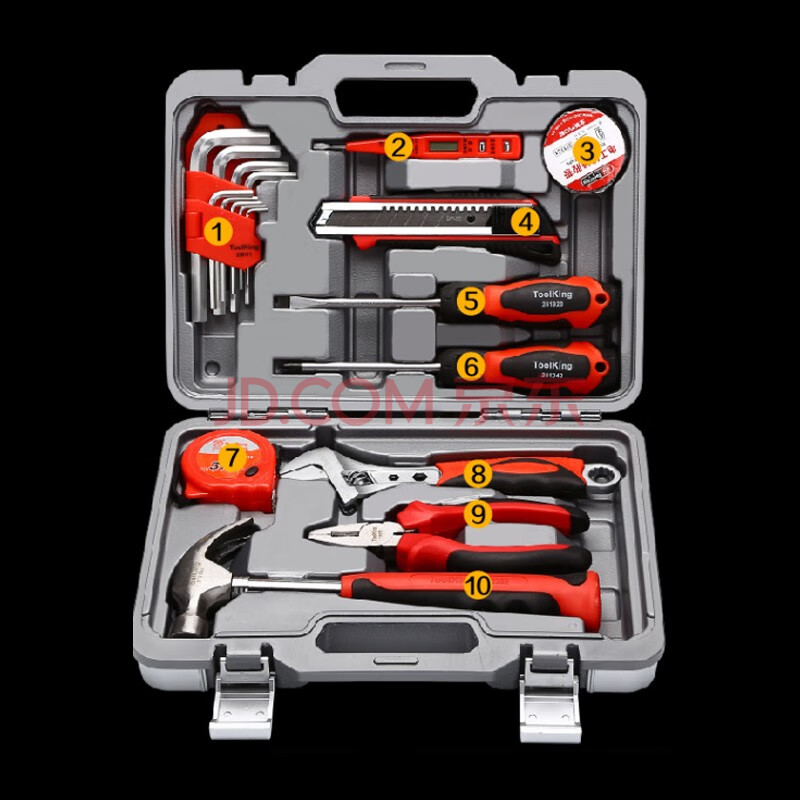 拓进五金工具套装手动工具 物业维修钳子锤子扳手组装工具箱组合 18