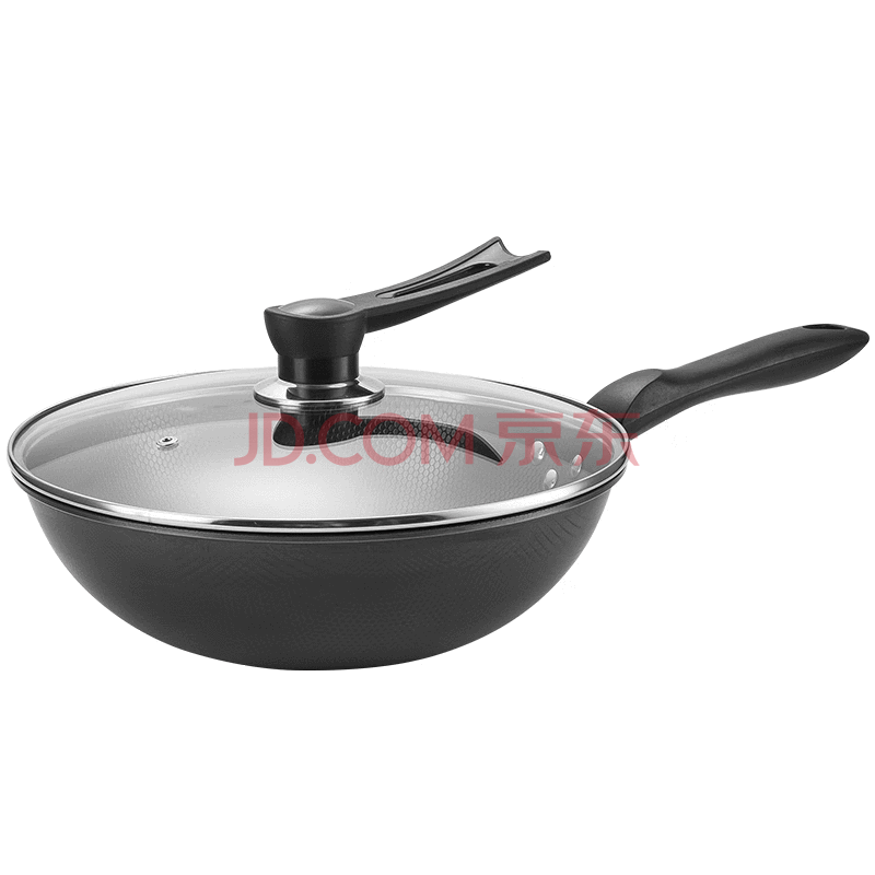 [京东直供]美厨（maxcook）炒锅铁锅 带盖30cm无涂层精铁炒菜锅氮化 燃气电磁炉通用MCC4558