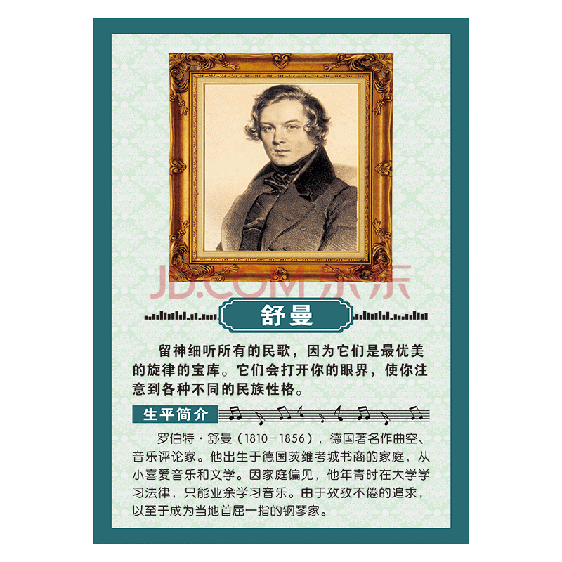 宣传画海报挂图作曲家演奏家头像肖像简介贴纸sch60 sch60-08 舒曼 60