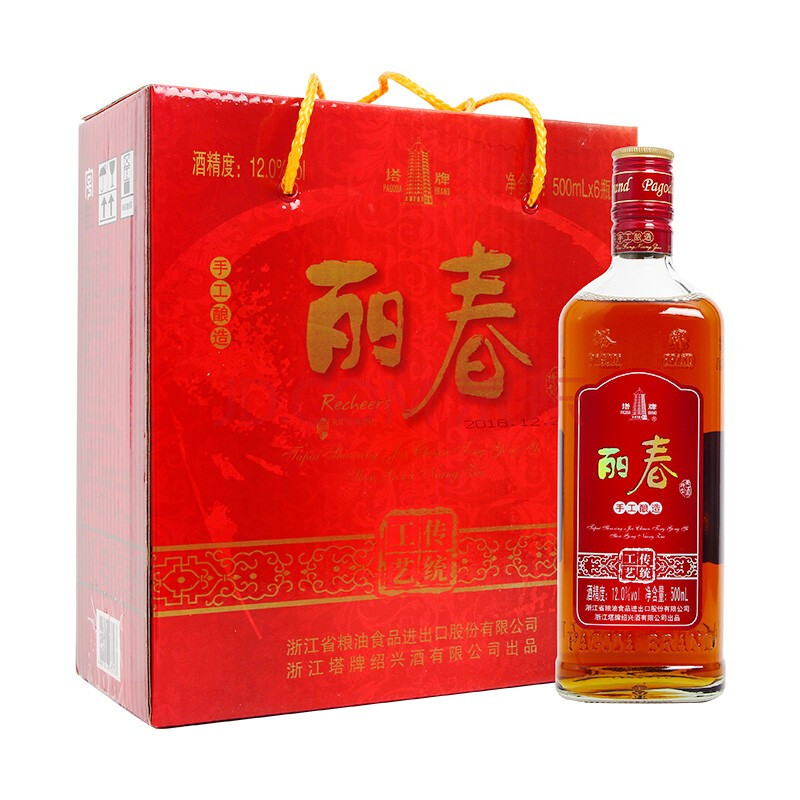 麗春 塔牌紹興黃酒 高蓋麗春 手工冬釀花雕酒 半甜型 500ml*6瓶 整箱