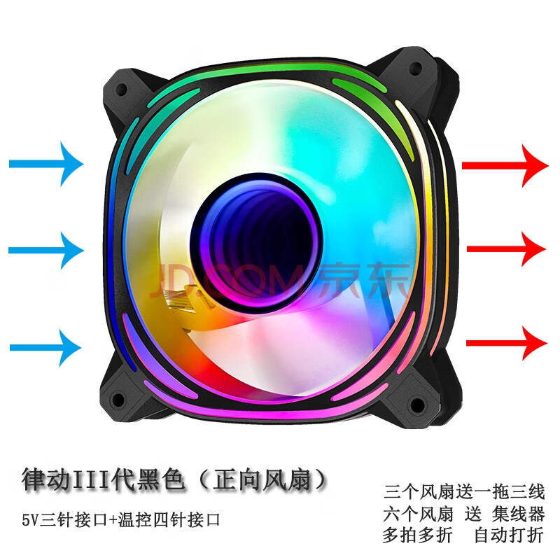 棱镜风扇 律动12CM机箱散热风扇ARGB神光同步5V3针PWM温控反向棱镜II代 律动III代黑色(正向风扇)(5V三针接口)【图片 价格 ...