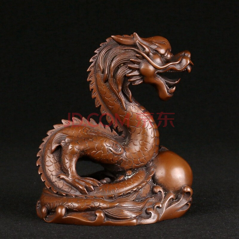 铜魂古匠 紫铜龙摆件生肖龙全铜龙戏珠家居客厅书房办公室摆设铜器