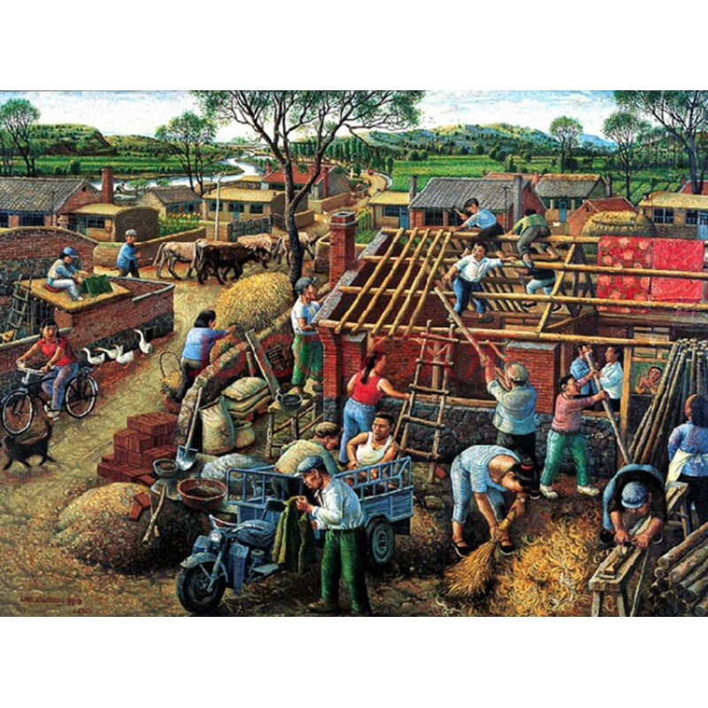 定制 东北民俗画 农家院挂画 北方农村田园农民丰收农家乐饭店 装饰画