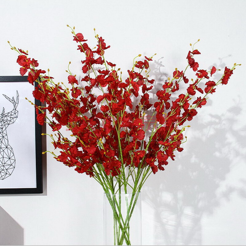 跳舞兰文心兰仿真花落地蝴蝶兰仿真花卉仿真花q 红色一支