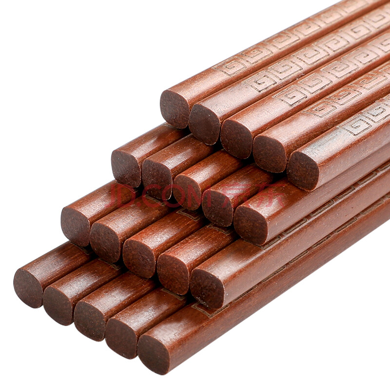 唐宗筷 红檀木筷子 刻花木筷 实木原木筷子 10双装 餐具套装 c6255