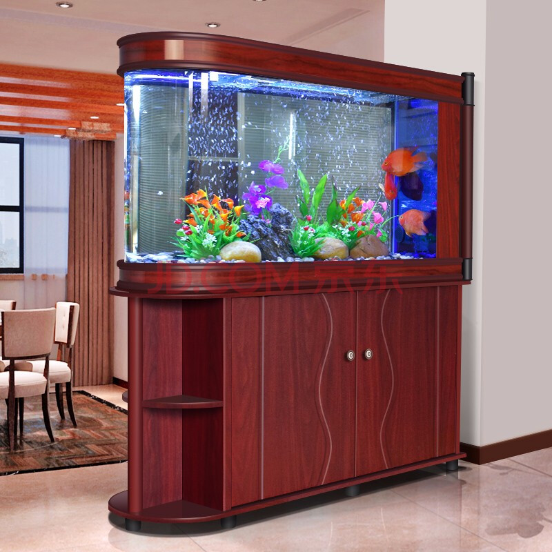 欧庭子弹头鱼缸柜客厅玻璃生态屏风大型1米金鱼缸1.2/1.