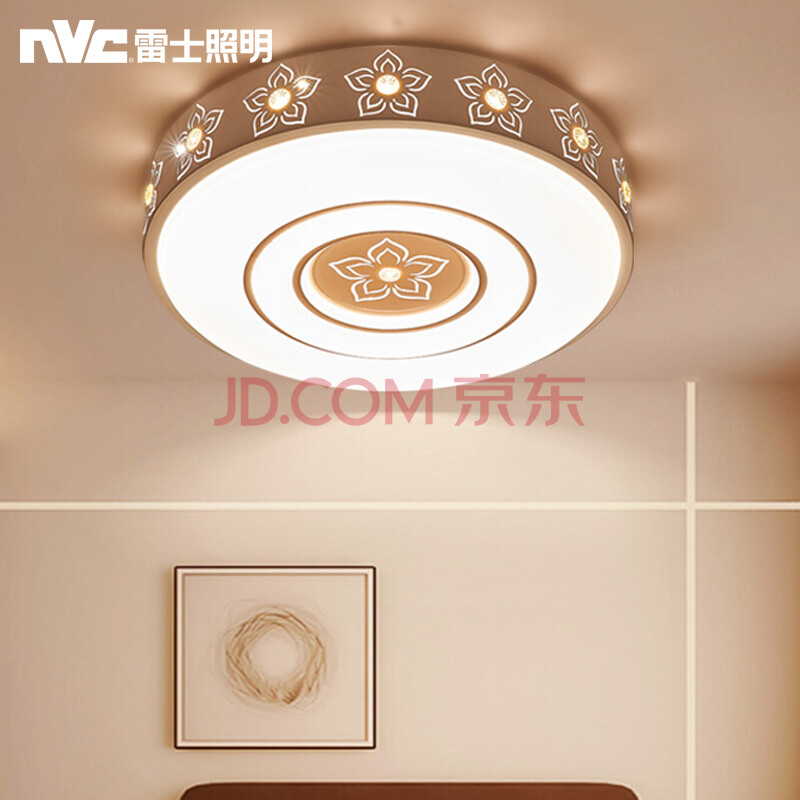 雷士照明 Nvc Led吸顶灯客厅灯卧室灯浪漫缕空花型灯具三色分控24w 爱稳赢商城