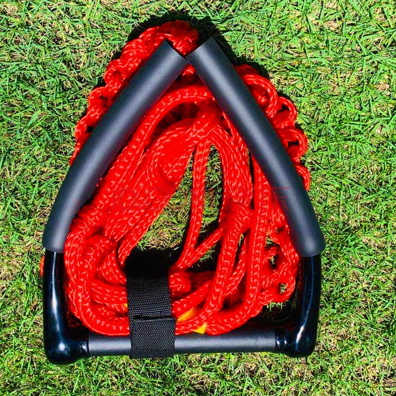 冲浪绳游艇造浪艇尾波冲浪滑水专用手拉绳7.6米牵绳滑水绳 红色(长7.