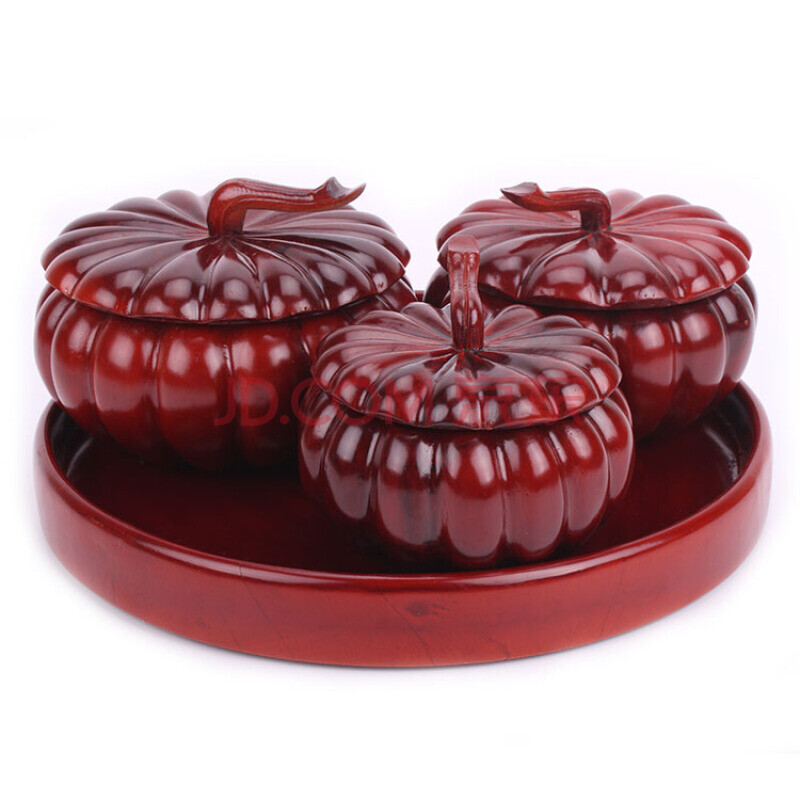 红木放糖果的盘红木南瓜果盆果篓糖果收纳盒木质瓜果盘南瓜果盘创意