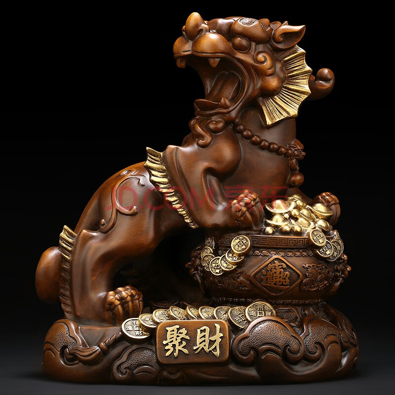吉善缘 《聚财貔貅》摆件 招财皮丘一对大号聚宝盆工艺礼品家居客厅