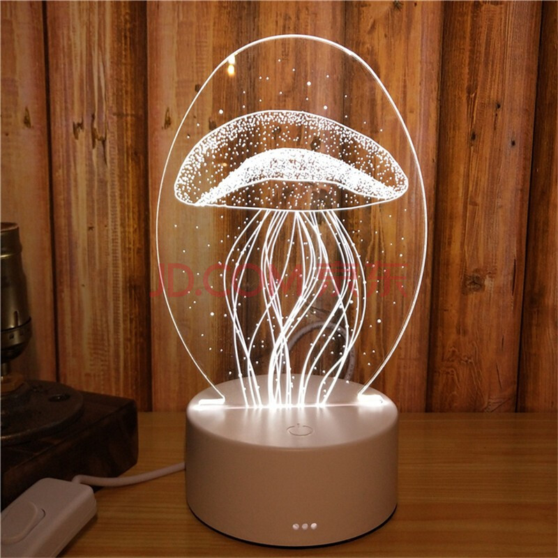 台灯学生儿童礼品3d水母灯 水母 暖光