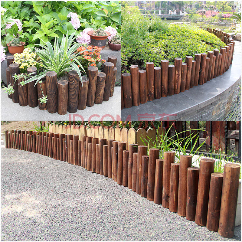 花园防腐木栅栏圣诞围栏装饰户外圆木桩小篱笆草坪木护栏 直径6 高25&