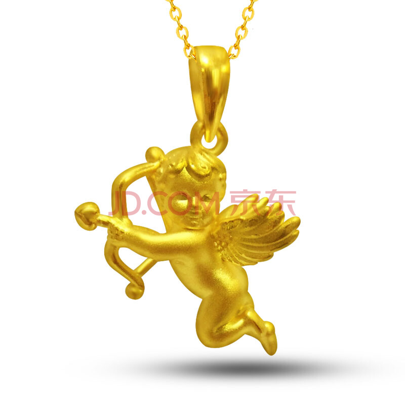先恩尼 黄金丘比特吊坠 女款足金项链 小天使黄金吊坠 足金吊坠 黄金