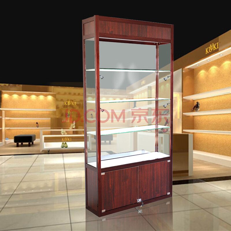 皇球精品玻璃展示柜展会高柜展柜礼品陈列柜4s展柜货架展示架 全木纹