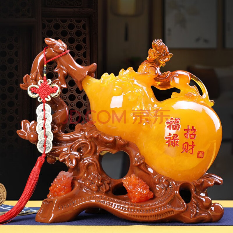 招财葫芦客厅摆件开业礼品貔貅五帝钱金蟾蜍工艺品大玄关风水酒柜酒架