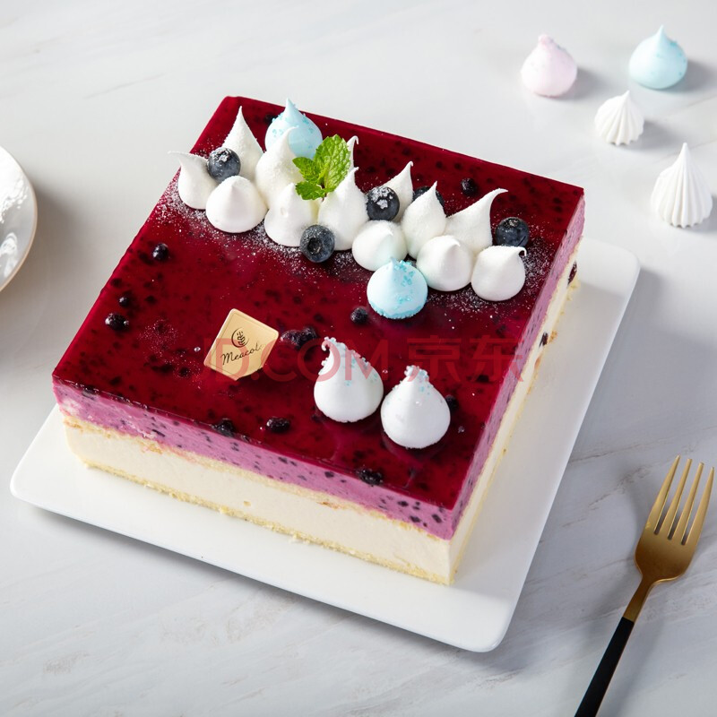 生日蛋糕蓝莓乳香法式调味蛋糕四川自贡宜宾泸州内江免费配送 22*22cm