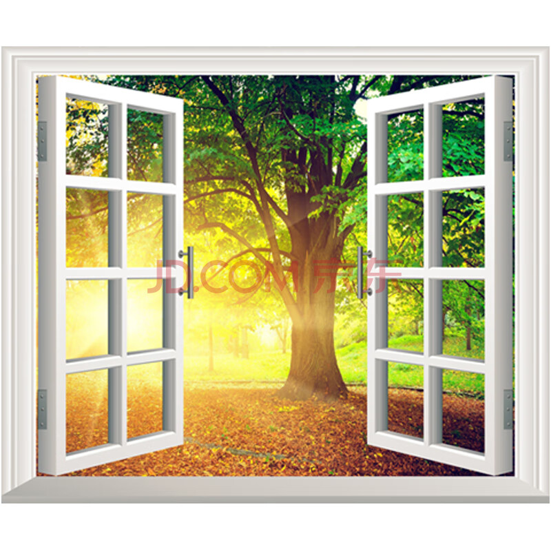 3d仿真立体假窗户壁画自粘贴纸创意装饰画墙贴客厅卧室风景山水画 004