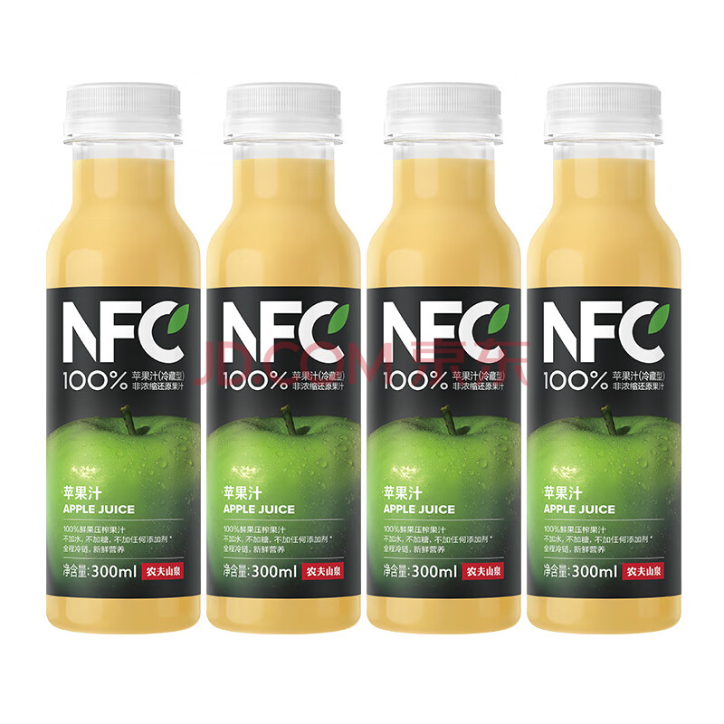                     农夫山泉 NFC果汁（冷藏型）100%鲜榨苹果汁 300ml*4瓶                