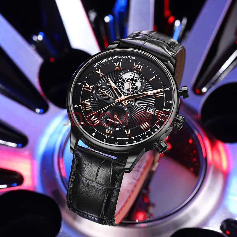 星皇(starking)手表男士送男友多功能日期星期防水夜光时尚男表简约