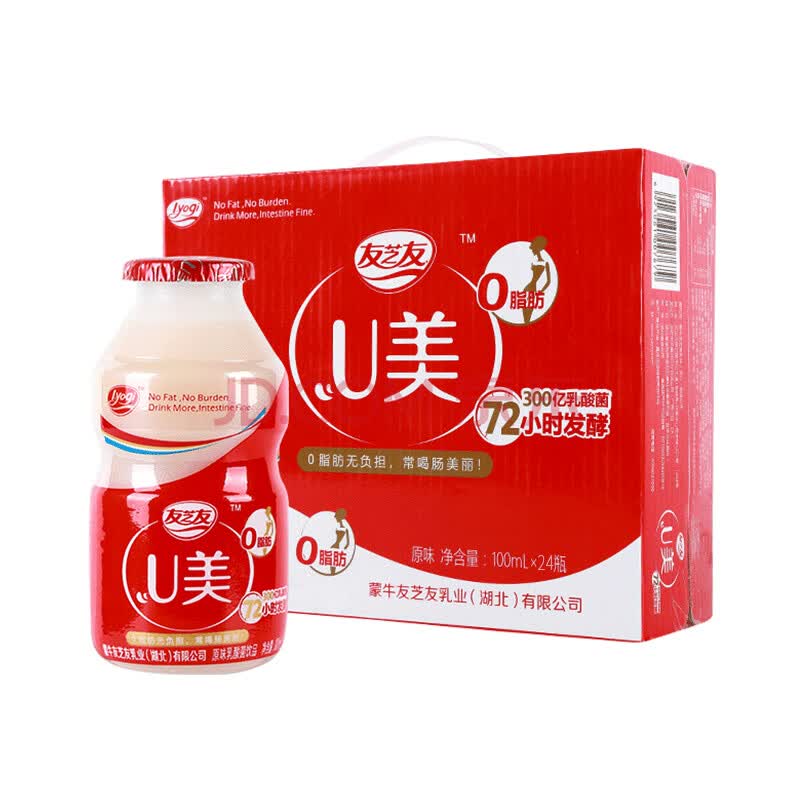 蒙牛友芝友 u美乳酸菌饮料 原味 100ml×24瓶