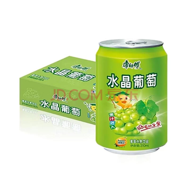 康師傅果味飲料果汁水晶葡萄汁沁爽葡萄汁飲品聽裝310ml*24罐/6罐聽裝