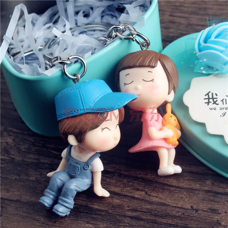 床畔 可爱情侣钥匙扣浪漫卡通3d立体公仔汽车钥匙挂件创意情人节礼品