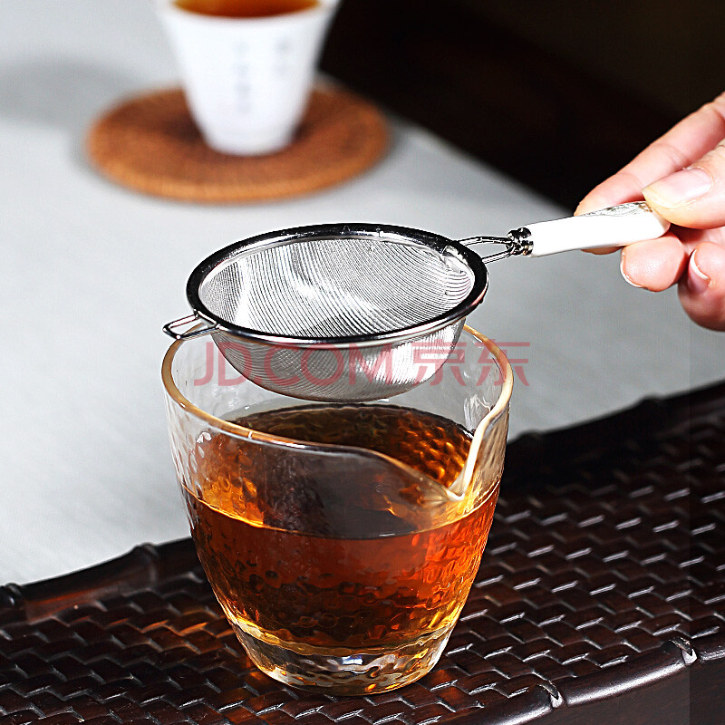 月壶茗清不锈钢长柄茶漏茶叶隔细密过滤网滤茶器精品功夫茶具配件