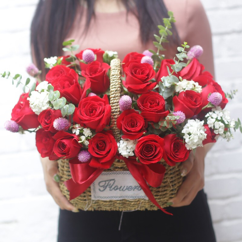 抱抱桶花束礼盒玫瑰花同城绣球混搭红玫瑰向日葵鲜花生日全国同城送花