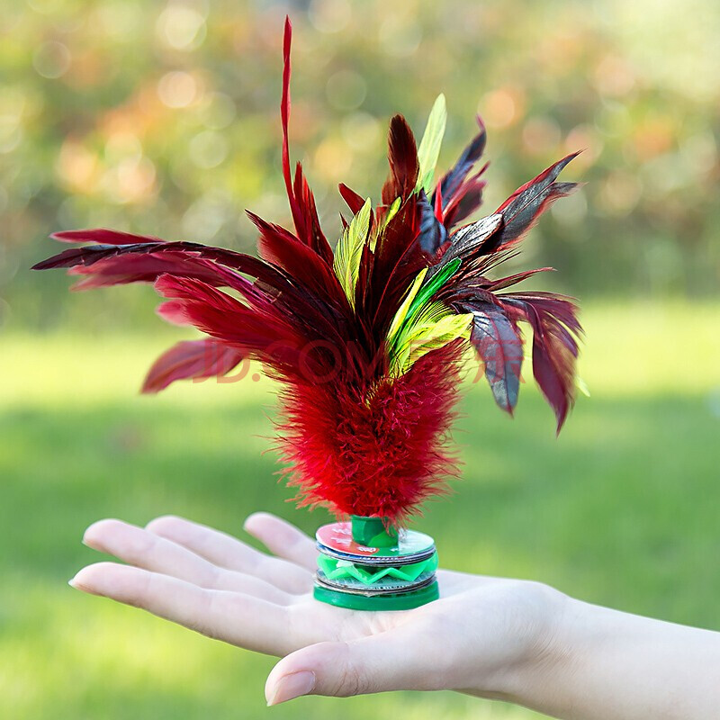 多福 毽子 儿童小学生比赛用鸡毛毽子家用橡胶底耐踢成人健身运动花毽