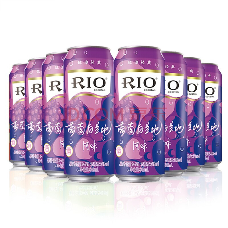 锐澳(rio)洋酒 鸡尾酒 微醺3度 葡萄味500ml*12罐整箱