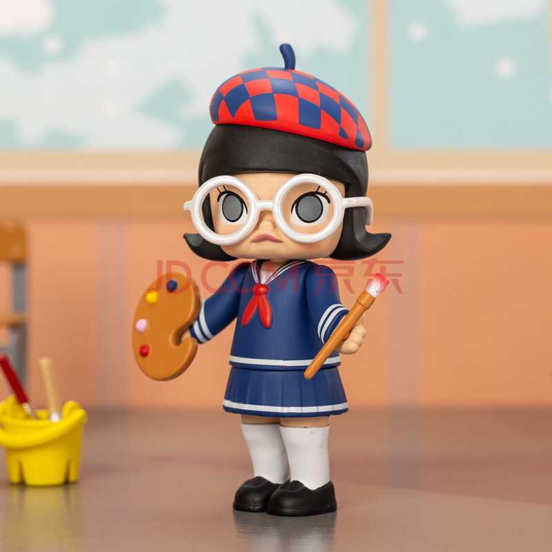 popmart泡泡玛特 molly校园系列盲盒公仔潮玩桌面摆件生日礼物 molly