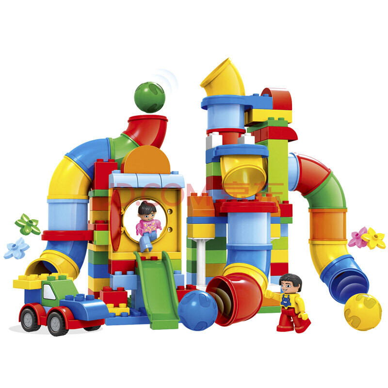 万格兼容乐高得宝大颗粒拼装3岁4男孩子玩具儿童水管