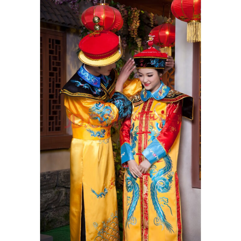 古装年春季款帝皇后套装龙袍凤袍皇阿玛演出服戏服写 皇帝皇后一组