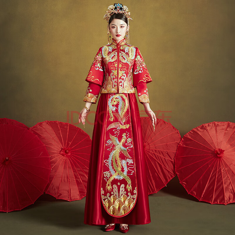 秀禾服女敬酒服中式拖尾婚纱新娘女装礼服唐装2020新款龙凤褂古装