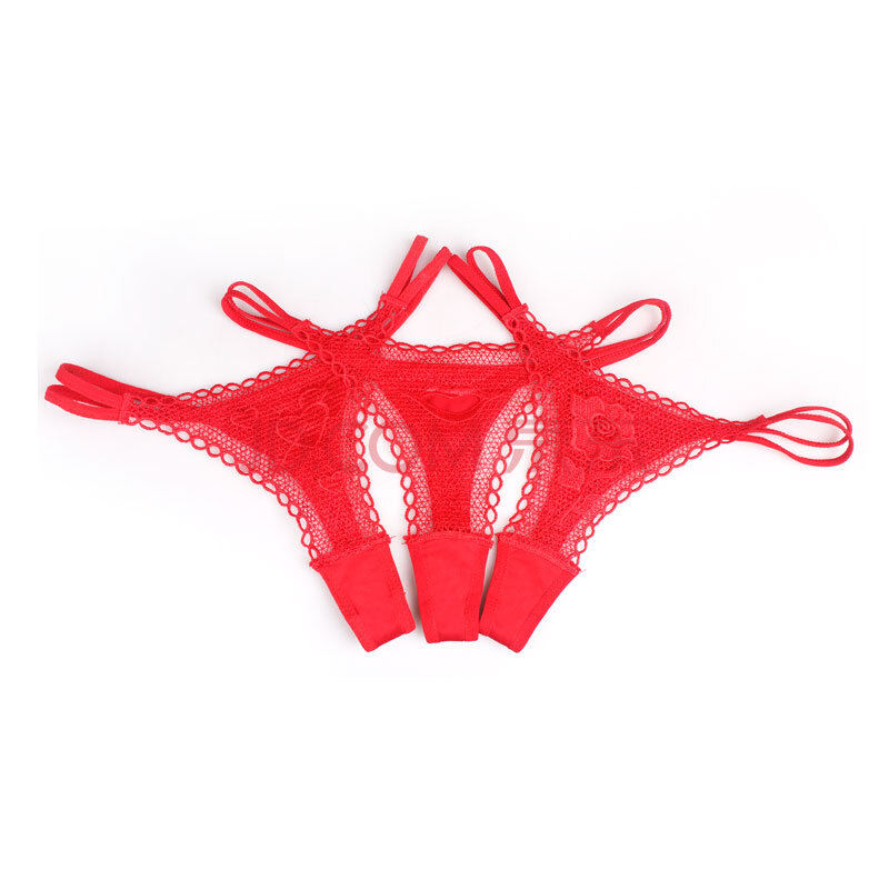 情趣内衣女 开档漏毛sm诱惑三点式t裤 丝袜网袜角色扮演丁字裤开档袜