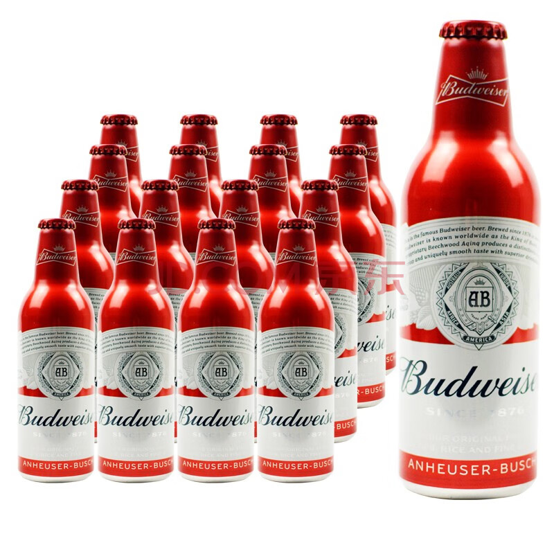 budweiser 百威铝罐啤酒 铝瓶 经典小瓶 355ml瓶装整箱 百威铝瓶【12