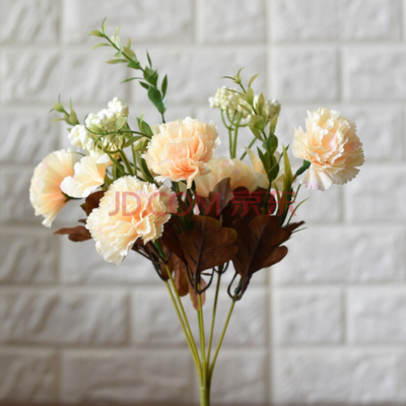 仿真花康乃馨假花花束插花装饰花客厅绢花摆设花卉母亲节礼物 香槟色